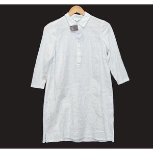 NWT size XSP XS petite J. Jill white linen tunic embroidered collar 3/4 sleeve n